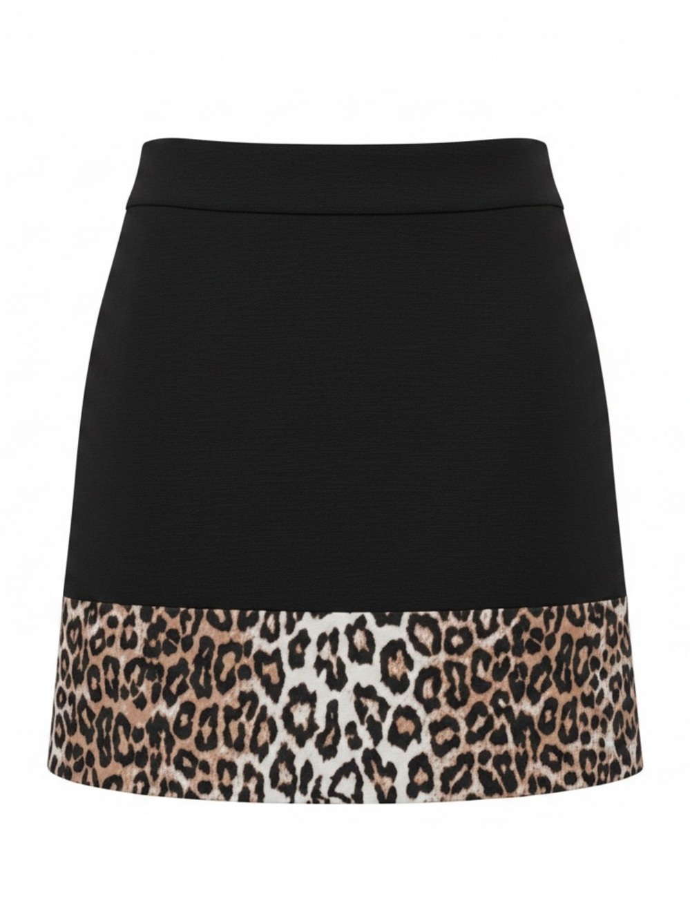 Banana Republic Color Block Black Leopard Print Fully Lined Mini Skirt Size 6